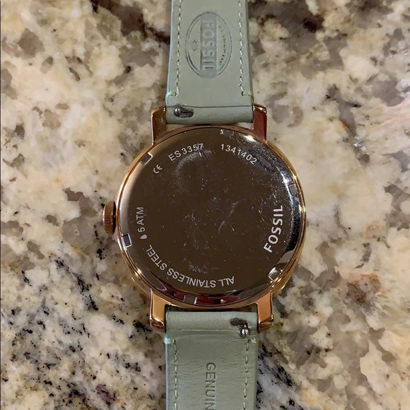 Fossil Rose Gold Watch Sage Green Strap - Picture 2 of 5